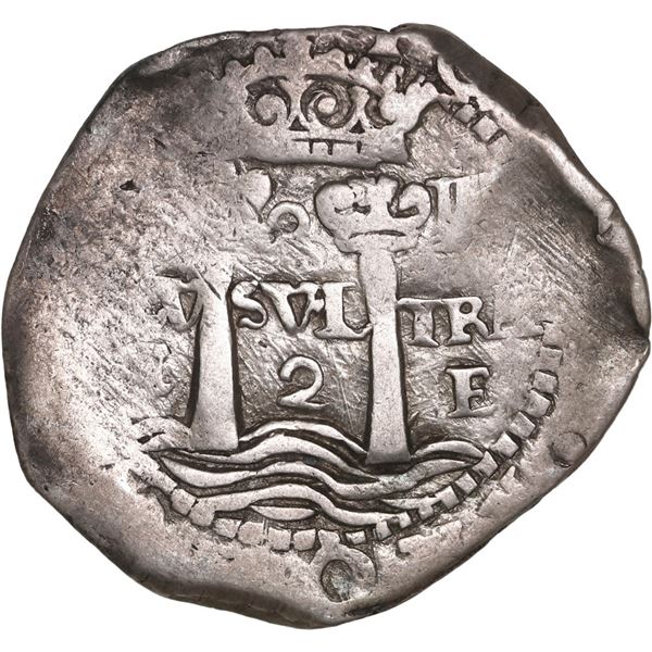 BOLIVIA, Potosí, cob 2 reales, 1652 E, transitional McLean Type V, rare, ex-Ponte.