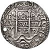Image 1 : BOLIVIA, Potosí, cob 8 reales Royal (galano), 1722 Y, NGC AU details / holed.
