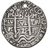 Image 1 : BOLIVIA, Potosí, cob 8 reales Royal (galano), 1728 M, rare, NGC VF details / holed, tooled, finest a