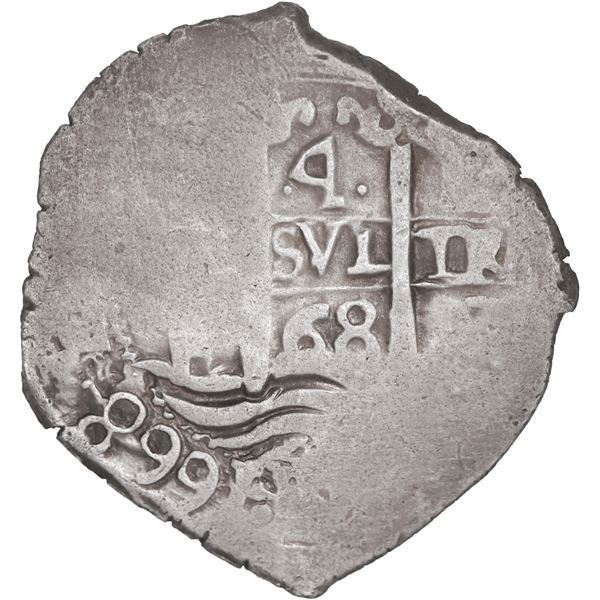 BOLIVIA, Potosí, cob 4 reales, 1668 E, ex-Ponte.