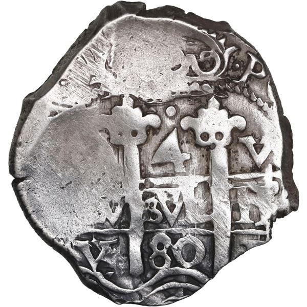 BOLIVIA, Potosí, cob 4 reales, 1680 V, ex-Ponte.