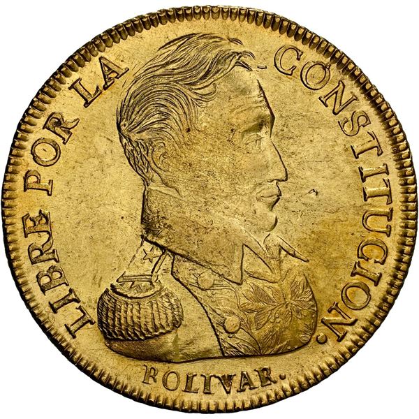 BOLIVIA, Potosí, gold 8 scudos, 1836 LM, NGC AU 58.