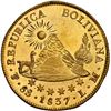 Image 2 : BOLIVIA, Potosí, gold 8 scudos, 1837 LM, NGC MS 62+.
