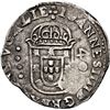 Image 1 : BRAZIL, 500 reis, Afonso VI, crowned-500 countermark (1663) on a Lisbon, Portugal, 400 reis (cruzado