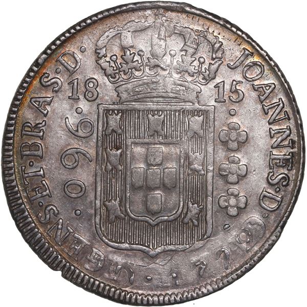 BRAZIL, Bahia, 960 reis, João, Prince Regent, 1815-B, struck over a Mexico City, Mexico, bust 8 real
