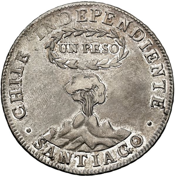 CHILE, Santiago, "volcano" peso, 1817 FJ, NGC XF 40.