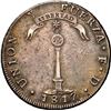 Image 2 : CHILE, Santiago, "volcano" peso, 1817 FD, NGC XF 45.