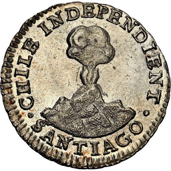 CHILE, Santiago, "volcano" ½ real, 1833 I, NGC MS 66 (Colección Val y Mexía Label), "top pop."