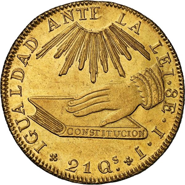 CHILE, Santiago, gold 8 escudos, 1835 IJ, NGC MS 62.