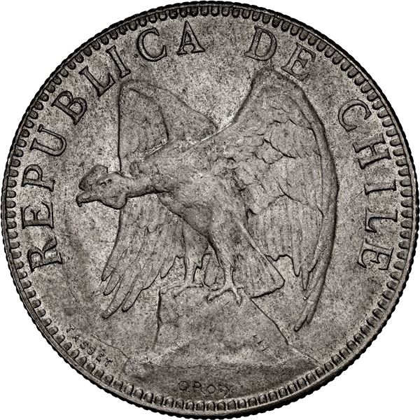 CHILE, Santiago, 1 peso, 1895, NGC MS 65 (Colección Val y Mexía Label), ex-Lissner (stated on label)