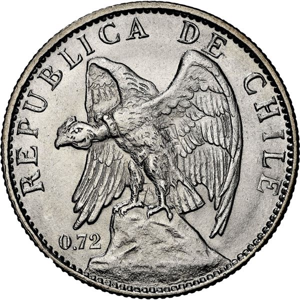 CHILE, Santiago, 1 peso, 1917, NGC MS 66+ (Colección Val y Mexía Label), finest known in NGC census.