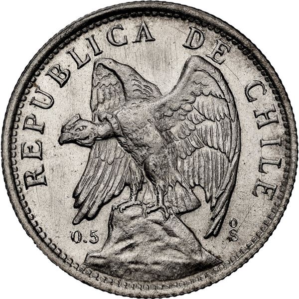 CHILE, Santiago, 1 peso, 1927, thin 1, NGC MS 67 (Colección Val y Mexía Label), finest known in NGC