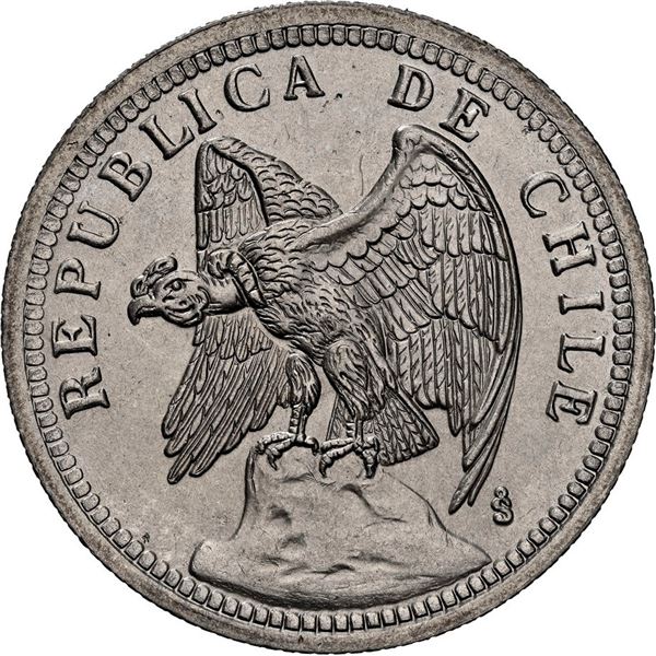 CHILE, Santiago, copper-nickel 1 peso, 1933, NGC MS 67 (Colección Val y Mexía Label), "top pop."