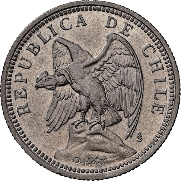 CHILE, Santiago, copper-nickel 1 peso, 1940, NGC MS 64 (Colección Val y Mexía Label).