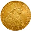 Image 1 : COLOMBIA, Bogotá, gold bust 8 escudos, Charles IV, 1792 JJ, no • between J's.