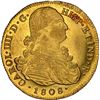 Image 1 : COLOMBIA, Popayán, gold bust 8 escudos, Charles IV, 1808 JF, NGC AU 58.