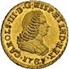 Image 1 : COLOMBIA, Popayán, gold bust 1 escudo, Charles III (bust of Ferdinand VI), 1767 J, NGC UNC details /