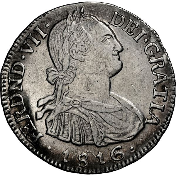 COLOMBIA, Bogotá, bust 2 reales, Ferdinand VII (bust of Charles IV), 1816 F•J/J•J,