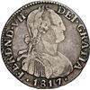 Image 1 : COLOMBIA, Bogotá, bust 2 reales, Ferdinand VII (bust of Charles IV), 1817 F•J, NGC VF 25, e