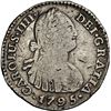 Image 1 : COLOMBIA, Bogotá, bust 1 real, Charles IV, 1795 J•J, no • in mintmark, NGC VG deta