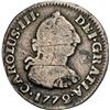 Image 1 : COLOMBIA, Bogotá, bust ½ real, Charles III, 1772 V•J, no • in mintmark, NGC F deta
