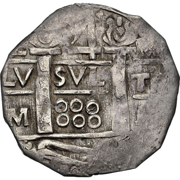 COLOMBIA, Cartagena, "imitation cob" 4 reales, "888" date (1814), extremely rare, NGC AU 55, finest 