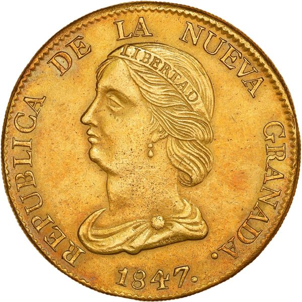 COLOMBIA, Bogotá, gold 16 pesos, 1847 RS, ex-JEAS.