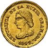 Image 1 : COLOMBIA, Bogotá, gold 1 peso, 1842 RS, NGC UNC details / rev spot removed, ex-JEAS.