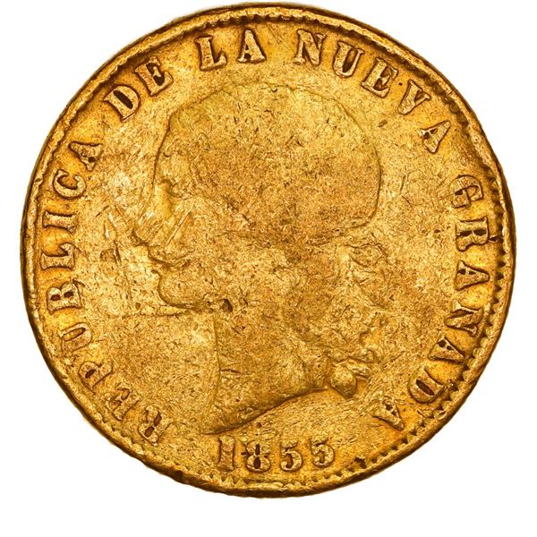 COLOMBIA, Bogotá, gold (10 pesos), 1855, rare, ex-JEAS.