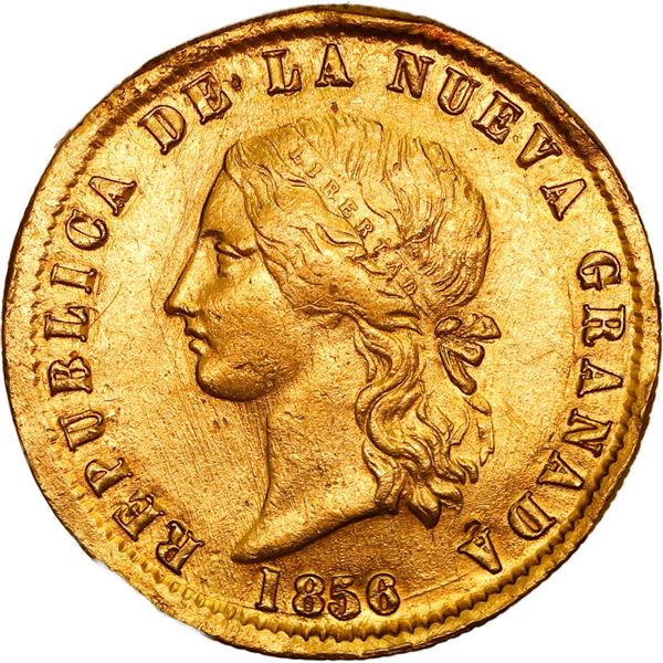 COLOMBIA, Popayán, gold (10 pesos), 1856, rare, ex-JEAS.