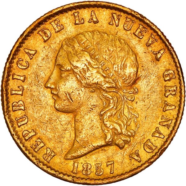 COLOMBIA, Bogotá, gold (10 pesos), 1857, ex-JEAS.