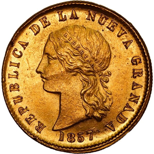 COLOMBIA, Popayán, gold (10 pesos), 1857, ex-JEAS.