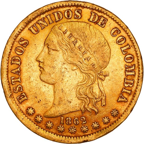COLOMBIA, Bogotá, gold 20 pesos, 1862, ex-JEAS.