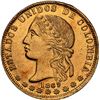 Image 1 : COLOMBIA, Medellín, gold 20 pesos, 1869, wide forehead, NGC UNC details / cleaned, ex-JEAS.