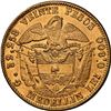 Image 2 : COLOMBIA, Medellín, gold 20 pesos, 1869, wide forehead, NGC UNC details / cleaned, ex-JEAS.