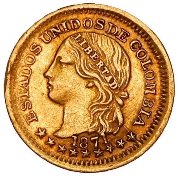 COLOMBIA, Bogotá, gold 1 peso, 1871, very rare, ex-JEAS.