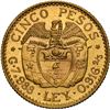 Image 2 : COLOMBIA, Medellín, gold 5 pesos, 1924, normal date, NGC MS 62, ex-JEAS.