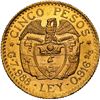 Image 2 : COLOMBIA, Medellín, gold 5 pesos, 1925, 5 in date without vertical bar, NGC MS 63+, ex-JEAS.