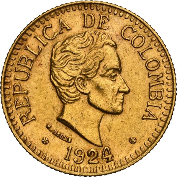 COLOMBIA, Medellín, gold 2½ pesos, 1924, NGC MS 62, ex-JEAS.