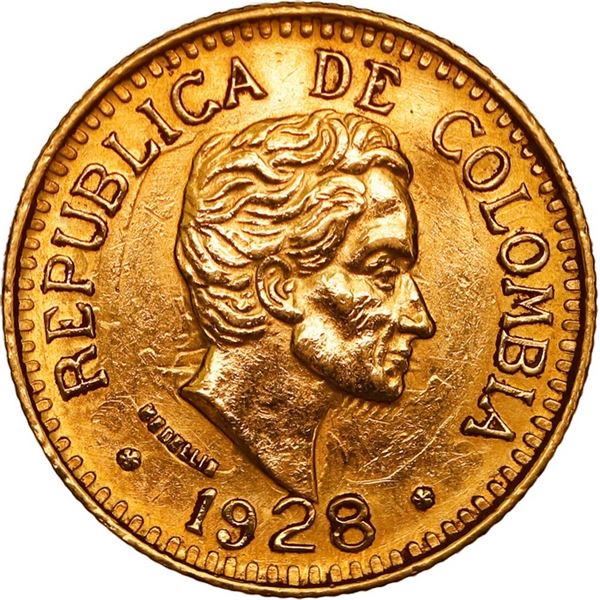 COLOMBIA, Medellín, gold 2½ pesos, 1928, rare, ex-JEAS.