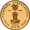 Image 1 : COLOMBIA, gilt brass proof uniface obverse of 300 pesos, 1969, Battle of Boyacá - Anzoátegui, NGC PF