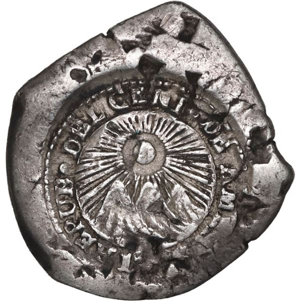 COSTA RICA, 1 real, 1846 JB counterstamp (Type IV) on a Potosi, Bolivia, cob 1 real, Ferdinand VI, d