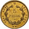 Image 2 : COSTA RICA, San José, gold 5 pesos, 1873 GW, "5 pesos" variety, NGC AU 58.
