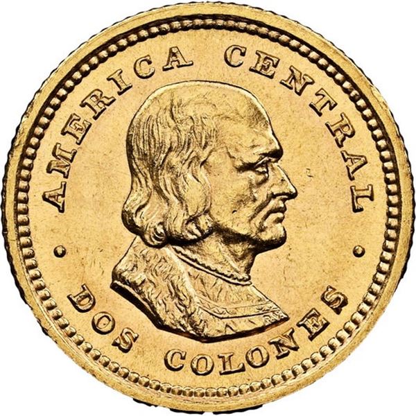 COSTA RICA, struck at the Philadelphia mint, gold 2 colones, 1916, NGC MS 65.