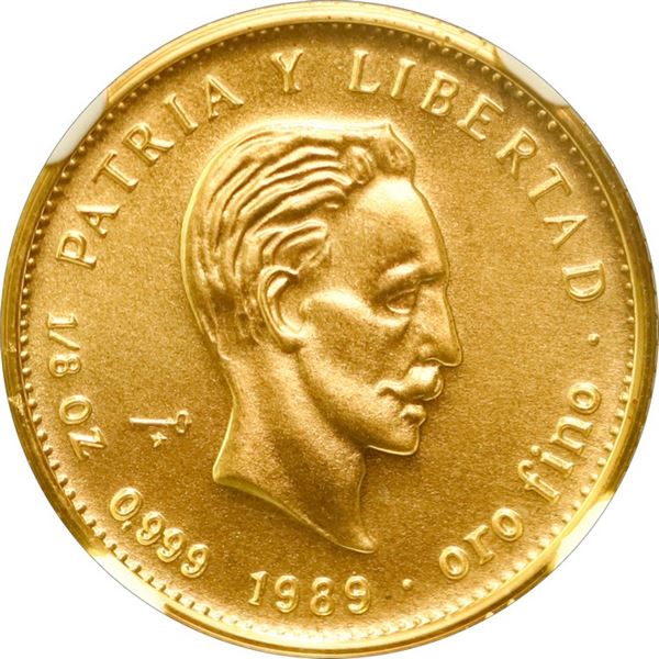 CUBA, Havana mint, gold 15 pesos, 1989, José Martí, NGC MS 69 (EMO Collection Label), "top pop."