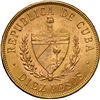 Image 2 : CUBA, struck at the Philadelphia mint, gold 10 pesos, 1916, NGC MS 61.