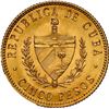 Image 2 : CUBA, struck at the Philadelphia mint, gold 5 pesos, 1916, NGC MS 63.