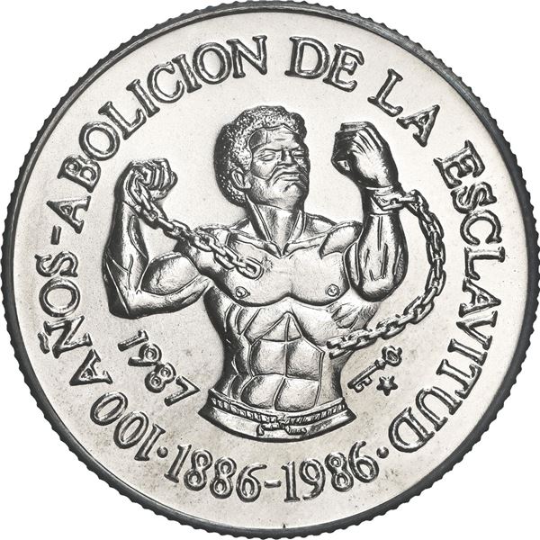 CUBA, Havana mint, copper-gold-silver 5 pesos pattern, 1987, 100 anniversary of the abolition of sla
