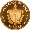 Image 2 : CUBA, Havana mint, gold proof piefort 50 pesos, 1990, XI Panamerican Games Volleyball, plain arms, N