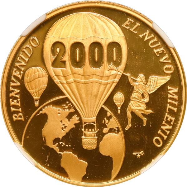 CUBA, Havana mint, gold proof 50 pesos, 2000, Welcome New Millennium - Hot Air Balloons, NGC PF 68 U
